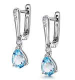 Stellato Blue Topaz And Diamond Earrings 0.03ct In 9k White Gold
