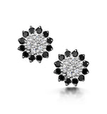 Black Diamond And Diamond Stellato Earrings In 9k White Gold