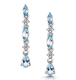 Stellato Collection Blue Topaz And Diamond Earrings In 9k White Gold