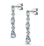 Stellato Collection Blue Topaz And Diamond Earrings In 9k White Gold