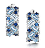 Blue Topaz Sapphire And Diamond Stellato Earrings In 9k White Gold