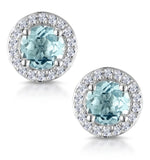 0.69ct Aquamarine And Diamond Halo Stellato Earrings In 9k White Gold