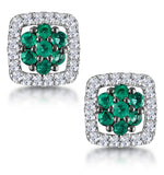 0.23ct Emerald And Diamond Stellato Earrings In 9k White Gold