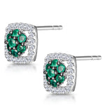 0.23ct Emerald And Diamond Stellato Earrings In 9k White Gold