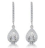Masami Diamond Pear Halo Earrings 0.20ct Pave Set In 9k White Gold
