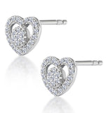 Diamond Heart Solitaire Stellato Earrings In 9k White Gold