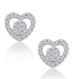 Diamond Heart Solitaire Stellato Earrings In 9k White Gold