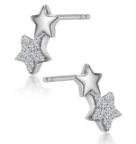 Diamond 2 Stars Stellato Earrings In 9k White Gold