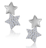 Diamond 2 Stars Stellato Earrings In 9k White Gold