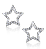 Diamond Stellato Star Earrings In 9k White Gold