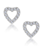 Stellato Diamond Heart Earrings In 9k White Gold