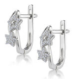 Stellato Twin Stars Diamond Earrings In 9k White Gold