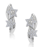 Stellato Twin Stars Diamond Earrings In 9k White Gold