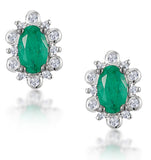 0.50ct Emerald And Diamond Stellato Cluster Earrings In 9k White Gold