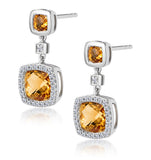 Stellato 2.30ct Citrine And Pave Diamond Earrings In 9k White Gold