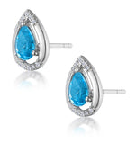 Stellato 1.10ct Swiss Blue Topaz And Diamond Earrings In 9k White Gold