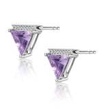 Stellato Triangle Amethyst And Diamond Earrings In 9k White Gold