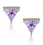 Stellato Triangle Amethyst And Diamond Earrings In 9k White Gold