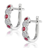 Stellato Ruby And Diamond Eternity Earrings In 9k White Gold