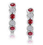 Stellato Ruby And Diamond Eternity Earrings In 9k White Gold