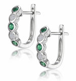 Stellato Emerald And Diamond Eternity Earrings In 9k White Gold