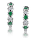 Stellato Emerald And Diamond Eternity Earrings In 9k White Gold