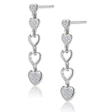 Stellato Collection Drop Diamond Heart Earrings In 9k White Gold