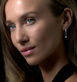 Stellato Collection Drop Diamond Heart Earrings In 9k White Gold