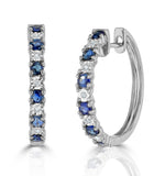 Stellato Sapphire 0.71ct And Diamond 9k White Gold Earrings