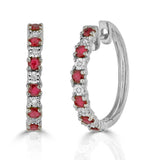 Stellato Ruby 0.86ct And Diamond 9k White Gold Earrings