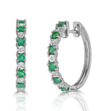 Stellato Emerald 0.63ct And Diamond 9k White Gold Earrings