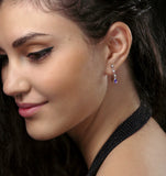 Tanzanite 0.56ct And 0.07ct Diamond 9k White Gold Drop Earrings