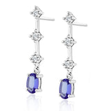 Tanzanite 0.56ct And 0.07ct Diamond 9k White Gold Drop Earrings