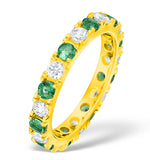 Poppy 18k Gold Emerald 0.70ct And H/si 2ct Diamond Eternity Ring