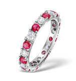 Ruby 1.50ct G/vs Diamond Platinum Eternity Ring Item Hg20-422txus