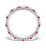 Ruby 0.80ct And H/si Diamond 18kw Gold Eternity Ring  Hg20-322tjuy