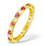 Poppy 18k Gold Ruby And H/si 1ct Diamond Eternity Ring  Hg20-322tjua