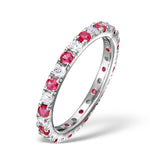 Ruby 0.80ct And G/vs Diamond 18kw Gold Eternity Ring  Hg20-322txuy