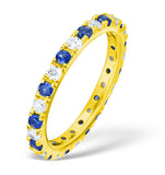 Poppy 18k Gold Sapphire 0.70ct And G/vs 1ct Diamond Eternity Ring
