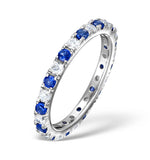 Sapphire 0.90ct G/vs Diamond 18kw Gold Eternity Ring Item Hg20-322uxuy
