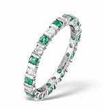 Emerald 0.70ct And H/si Diamond 18kw Gold Eternity Ring  Hg36-322gjuy