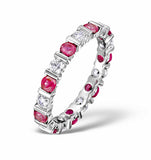 Ruby 1.50ct And H/si Diamond Platinum Eternity Ring  Hg36-422tjus