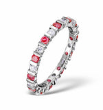 Ruby 0.80ct H/si Diamond Platinum Eternity Ring Item Hg36-322tjus