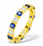 Hannah 18k Gold Sapphire 0.70ct And H/si 2ct Diamond Eternity Ring