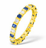 Hannah 18k Gold Sapphire 0.70ct And H/si 1ct Diamond Eternity Ring