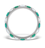 Emerald 1.20ct And H/si Diamond 18kw Gold Eternity Ring