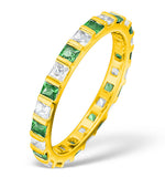 Olivia 18k Gold Emerald 0.60ct And G/vs 0.5ct Diamond Eternity Ring