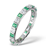 Emerald 0.60ct And H/si Diamond 18kw Gold Eternity Ring