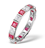 Ruby 1.25ct And G/vs Diamond Platinum Eternity Ring