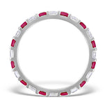 Ruby 0.65ct And G/vs Diamond 18kw Gold Eternity Ring